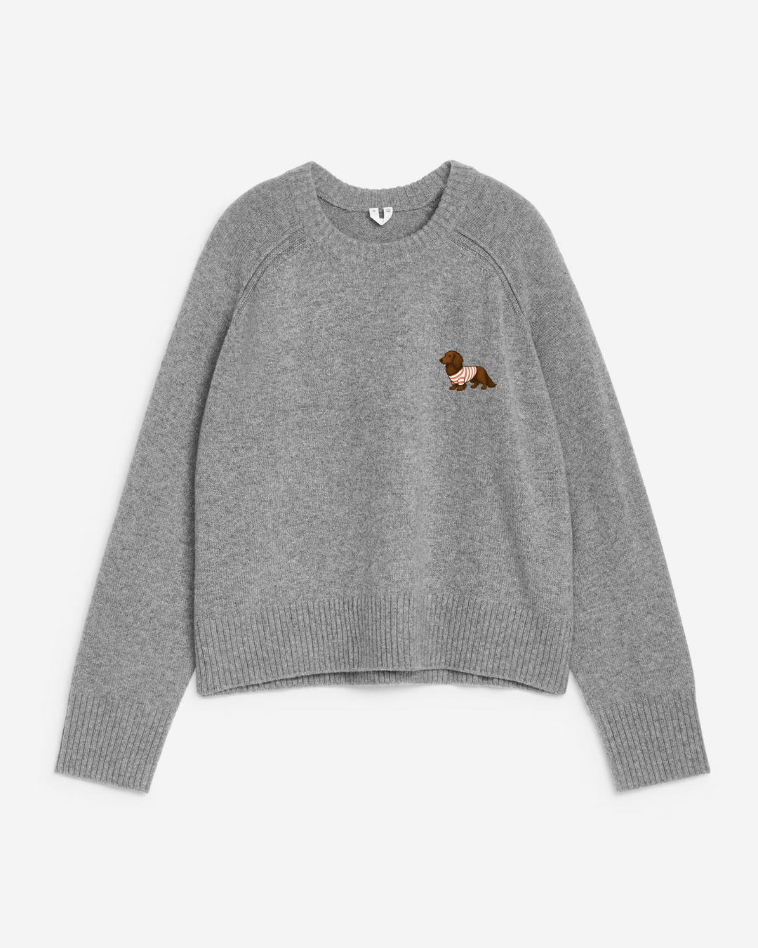 Pull gris Maison Teckel avec logo teckel brodé discret