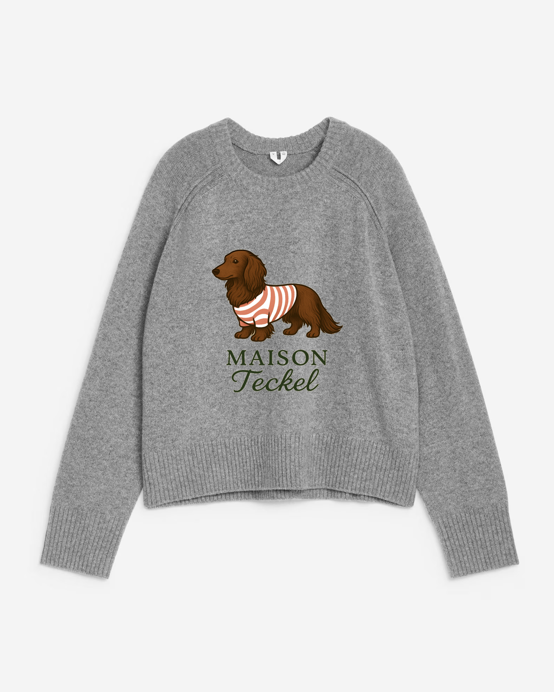 Pull gris Maison Teckel avec logo complet