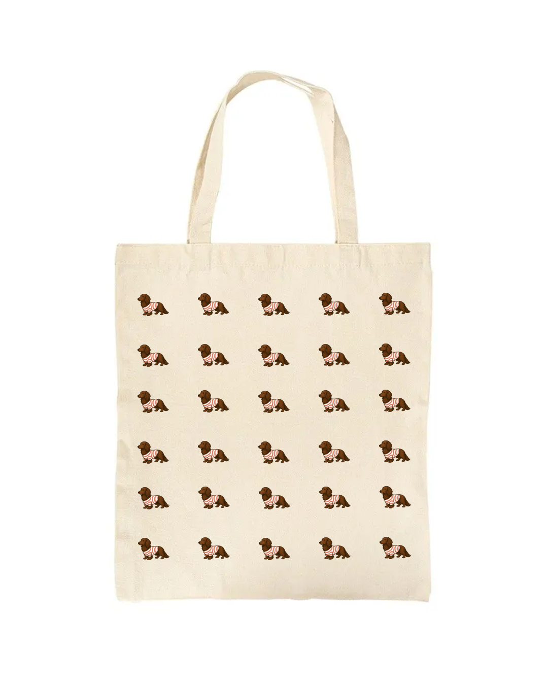 Tote Bag Teckel beige avec motif teckels répétés