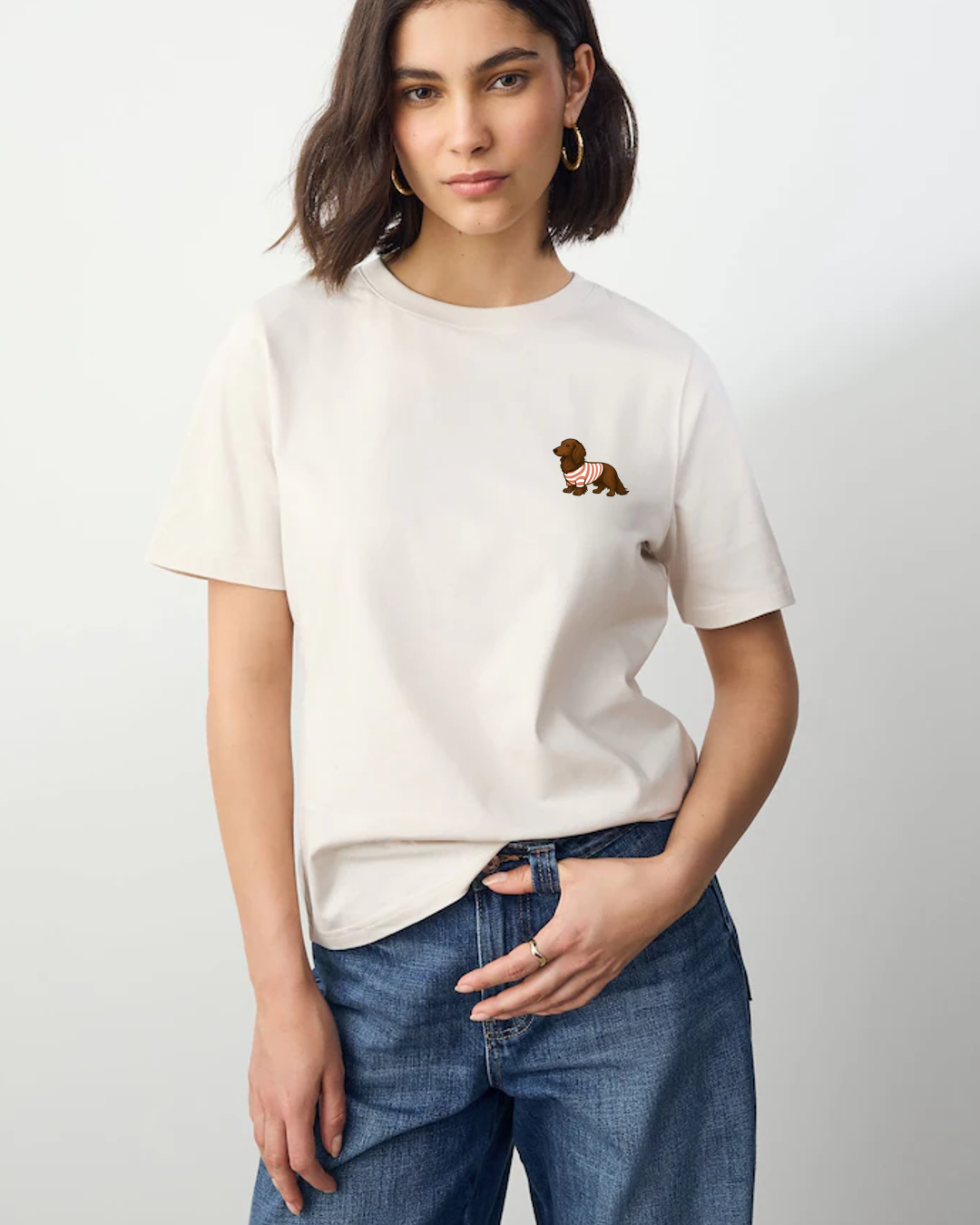 T-shirt blanc Maison Teckel avec logo brodé